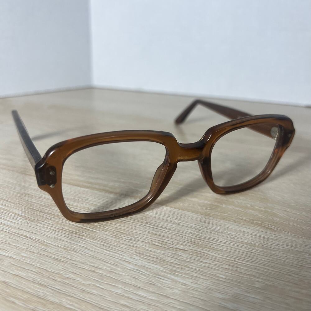 Vintage USS 4 1/2-5 3/4 Eyeglasses Sunglasses Brown Unisex Frame Military 50-22
